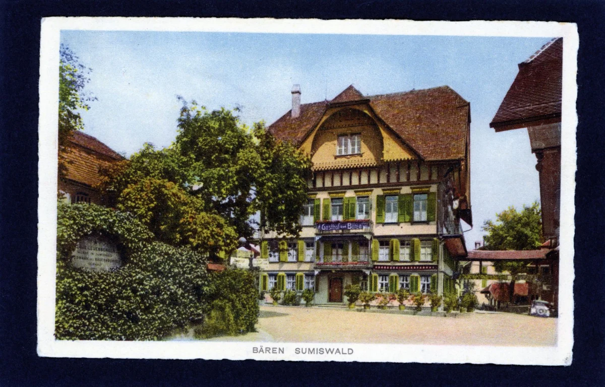 Historische Postkarte 'Bären Sumiswald' aus dem Archiv